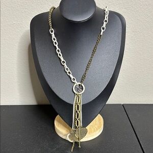 Boho Heart Charm Multi Chain Lariat Look Necklace​​